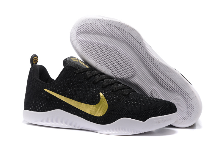 Women Nike Kobe 11 Flyknit Black Gold White Shoes
